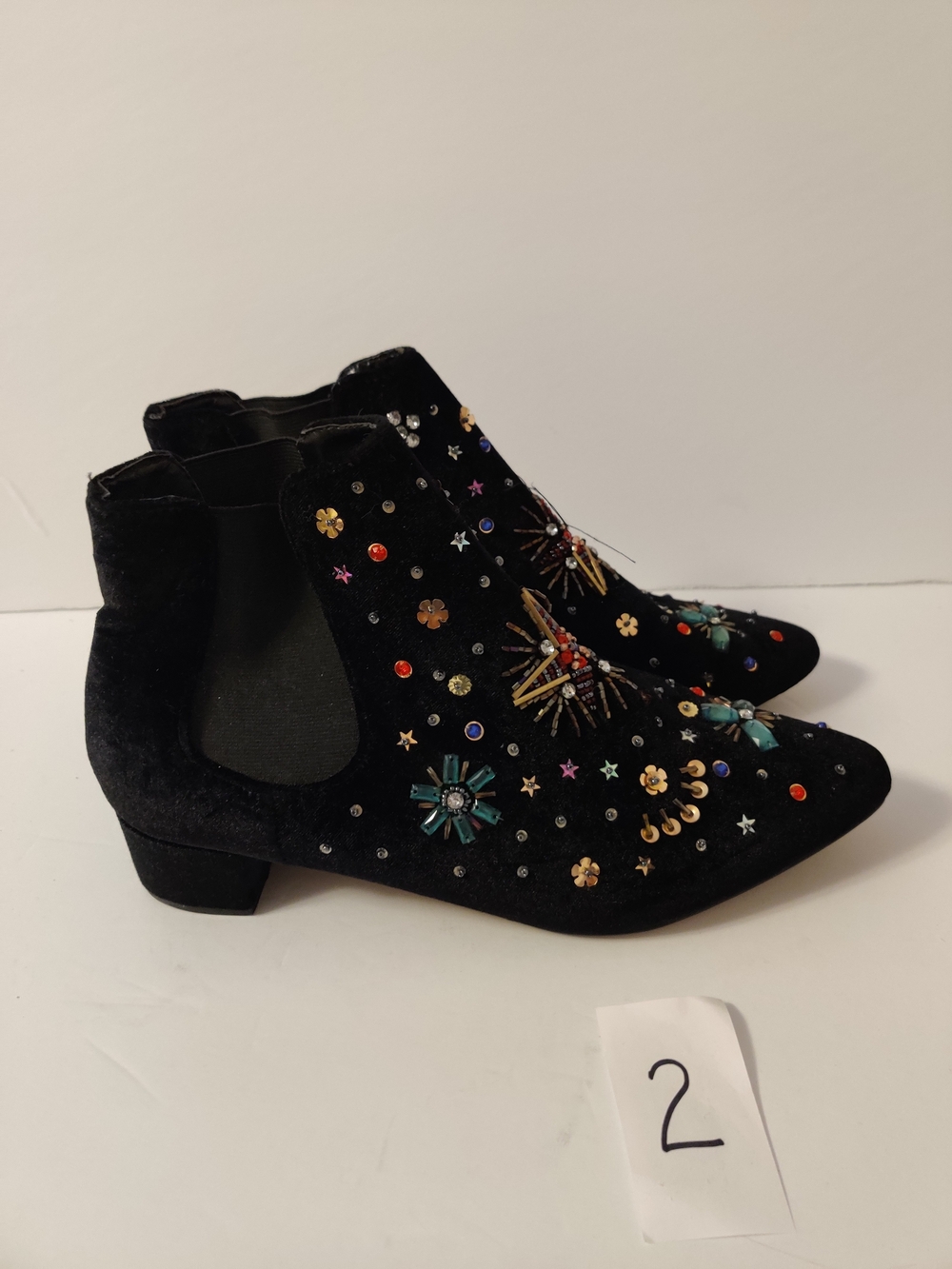 Betsey Johnson Embellished Black Ankle Booties 10